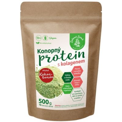 Zelená Země Konopný protein s kolagenem 500 g – Zbozi.Blesk.cz