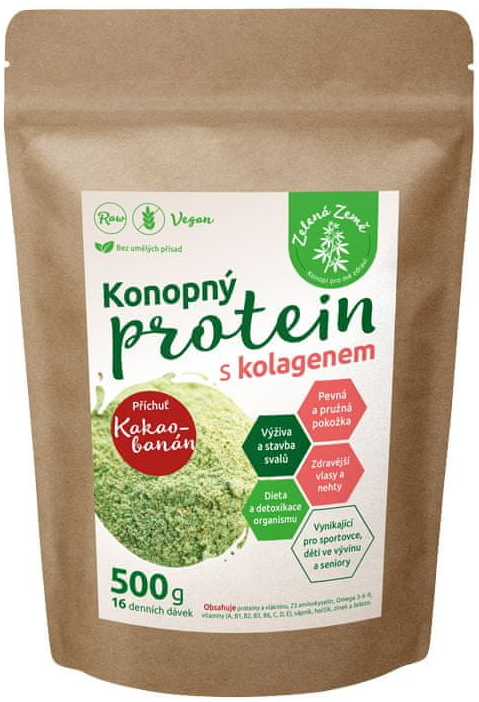 Zelená Země Konopný protein s kolagenem 500 g