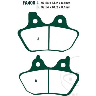 Přední a zadní brzdové destičky EBC FA400V Semi-Sintered pro Harley Davidson 883 1200 1250 1130 1800 1450 1584