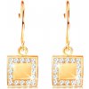 Náušnice Šperky eshop zlaté diamantové náušnice plochý čtverec s čirými brilianty po obvodu BT503.49