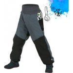 Unuo kalhoty dětské softshellové oteplovačky s fleecem černé/metricon modrá – Zboží Mobilmania