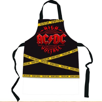 CurePink zástěra AC/DC Logo polyester – Zboží Dáma