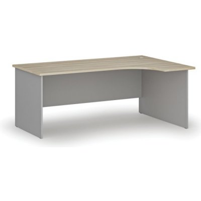PRIMO GRAY Kancelářský rohový pracovní stůl, 1800 x 1200 mm, pravý, šedá/dub přírodní