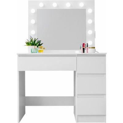 Aga Toaletní stolek se zrcadlem, osvětlením a el.zásuvkou MRDT05-MW-S Lesklý bílý