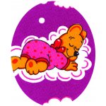 Nažehlovací záplaty oválky s potiskem - medvídek v růžovém pyžamku na růžovém podkladu – Zboží Dáma