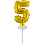 Fóliový balónek zlatý mini zápich do dortu číslo 5 Amscan – Zboží Dáma