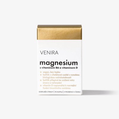 Venira magnesium s vitaminem B6 a vitaminem D, 90 kapslí