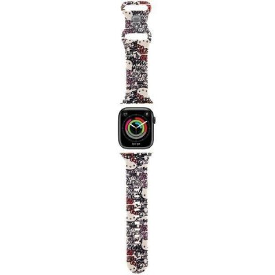 Hello Kitty Silikonový řemínek Graffiti pro Apple Watch 38/40/41 mm - béžový
