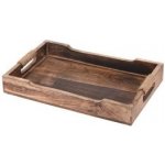 Maják Podnos mangové dřevo držadlo provaz 31x20x4,5cm – Sleviste.cz