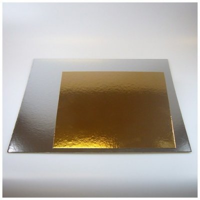 Nejlevnější oříšky Čtvercová podložka pod dort zlatá / stříbrná 20 cm 1 ks – Zboží Mobilmania