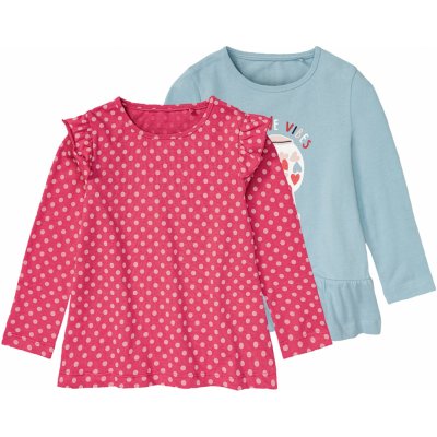 Lupilu Dívčí triko s dlouhým rukávem 2kusy světle modrá růžová – Zboží Mobilmania