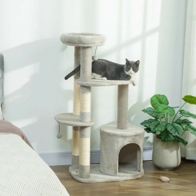 PawHut Škrabadlo šedé 60 x 45 x 114 cm – Zboží Mobilmania