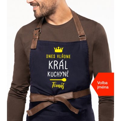 Kariban Zástěra pro muže se jménem Exclusive Dnes vládne král kuchyně.. Tmavě modrá Navy – Hledejceny.cz