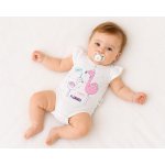Baby Nellys Bavlněné kojenecké body kr. rukáv Flamingo bílé – Hledejceny.cz