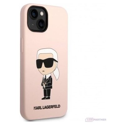 Pouzdro Karl Lagerfeld Apple iPhone 14 Tekuté silikonové Ikonik NFT růžové – Zboží Mobilmania