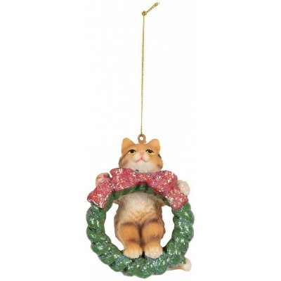Clay Clayre & Eef Závěsná dekorace kočička na zeleném věnečku - 6*5*9 cm -re & Eef – Hledejceny.cz