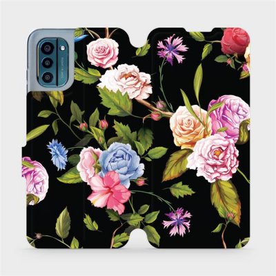 Mobiwear - Nokia G21 / Nokia G11 - VD07S Růže a květy na černém pozadí – Zboží Mobilmania