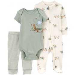 Carter's Set 3dílný overal body kr. rukáv tepláky Olive Turtle kluk