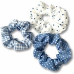 Gumičky látkové sada modré a bílé (3ks) – Zboží Mobilmania
