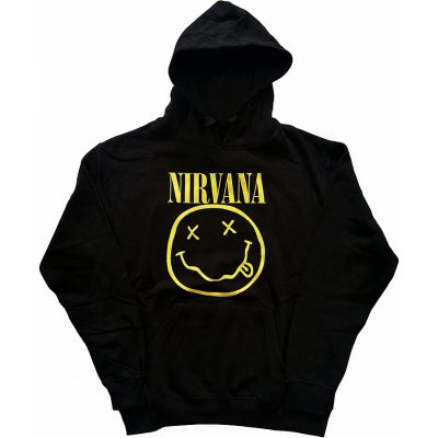 Nirvana mikina Yellow Smiley Hoodie Black