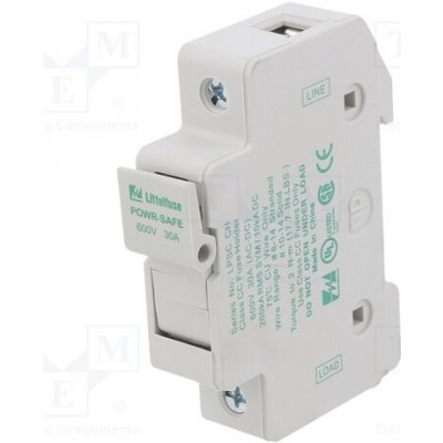 LITTELFUSE LPSC0001Z Zásuvka; válcové pojistky; 10,3x38mm; na přípojnici DIN; 30A – Zboží Mobilmania