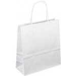 Taška papírová 19 x 8 x 21 cm, kroucené ucho, bílá – Zboží Dáma