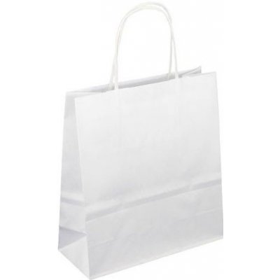 Taška papírová 19 x 8 x 21 cm, kroucené ucho, bílá – Zboží Dáma