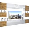 Obývací stěna Belini Premium Full Version bílý lesk dub wotan LED osvětlení Nexum 46