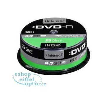 Intenso DVD-R 4,7GB 16x, printable, cakebox, 25ks (4801154)