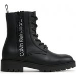 Calvin Klein Jeans polokozačky Combat Mid Laceup Boot Zip Wn YW0YW01035 black/Reflective Silver – Hledejceny.cz