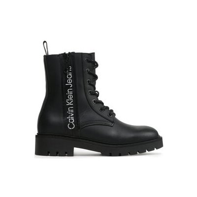 Calvin Klein Jeans polokozačky Combat Mid Laceup Boot Zip Wn YW0YW01035 black/Reflective Silver – Hledejceny.cz