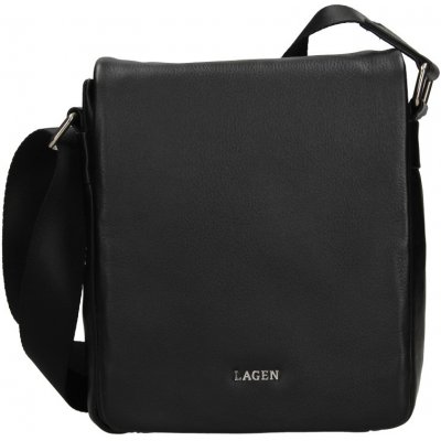 Lagen pánská kožená crossbody taška černá 15016 BLACK