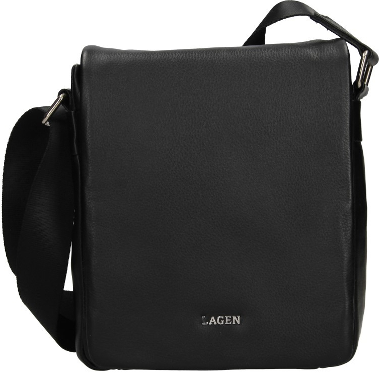 Lagen pánská kožená crossbody taška černá 15016 BLACK