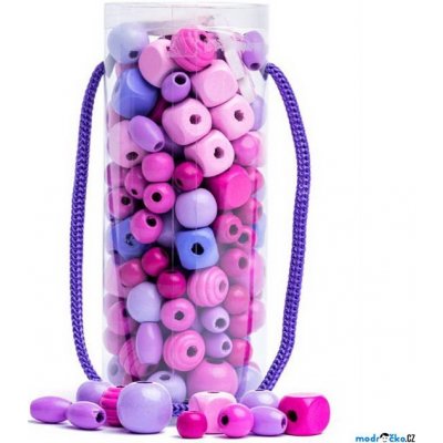 Navlékací perle - Mix korálků v tubě, růžová (Woody)