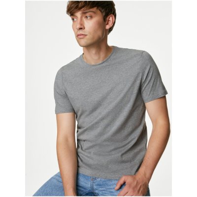 Marks & Spencer Tričko ke krku z čisté bavlny šedá – Zboží Mobilmania