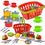 Teddies Nákupní košík plast + sada nádobí s vařičem v sáčku – Hledejceny.cz