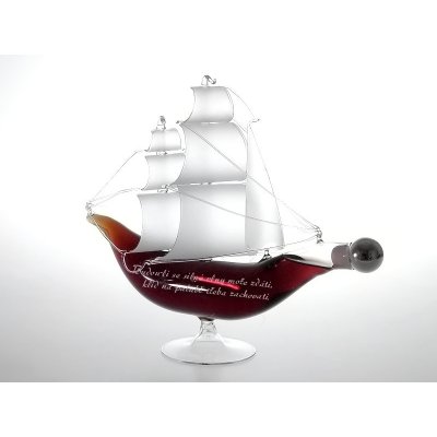 DT GLASS Skleněná láhev loď - plachetnice 0,35 ltr. se svatebním pískováním Text DT Glass – Zboží Dáma