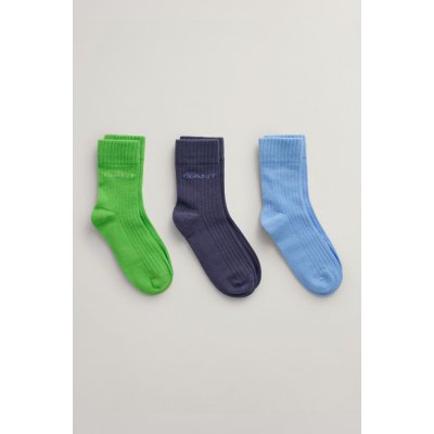 GANT TONAL LOGO RIB SOCKS 3 PACK zelená