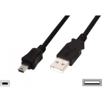 Digitus DK-300108-018-S Premium kabel USB A samec na B-mini 5pin samec, 2xstíněný, 1,8m, černý