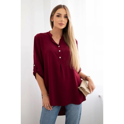 Fashionweek italská halenka vzdušná elegantní K11817 vínová – Zboží Mobilmania