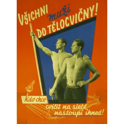 Plechová retro cedule / plakát - Všichni muži do tělocvičny Provedení:: Plechová cedule A4 cca 30 x 20 cm – Zboží Mobilmania