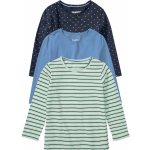 Lupilu dívčí triko s dlouhými rukávy, 3 kusy pruhy / puntíky / zelená / navy modrá / modrá – Zboží Mobilmania