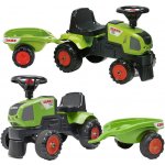 Falk Traktor Baby Claas s volantem klaksonem přívěsem hráběmi a lopatou – Zboží Dáma