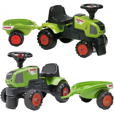 Falk Traktor Baby Claas s volantem klaksonem přívěsem hráběmi a lopatou – Zboží Dáma