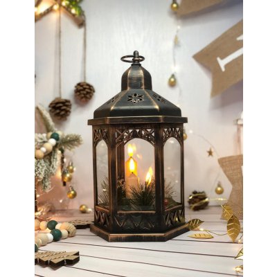 MagicHome Lampáš Morocco LED sviečky čierny 3xAAA plast časovač 18x15x32 cm – Hledejceny.cz