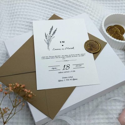 Svatební oznámení Black and white s levandulí 1 – Hledejceny.cz