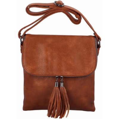 Stylová dámská crossbody taška s ozdobnými zipy Elsa hnědá – Zbozi.Blesk.cz