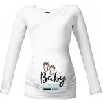 Tričko s potiskem tričko pro těhulky Baby loading dámské Bílá – Zboží Dáma