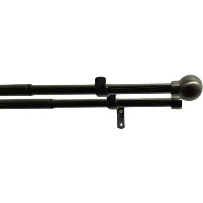 Dvojitá teleskopická garnýž sada Koule kov Ø 16/19 mm 240-450 cm černý nikl – Hledejceny.cz