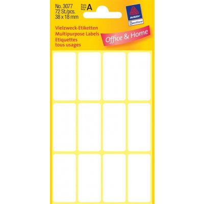 Avery Zweckform 38x18 mm, 72 etiket, bílé 3077 – Sleviste.cz